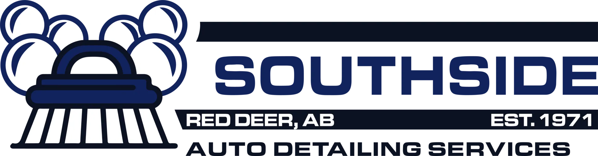 Southside Auto Detailing Services logo with brush icon, Red Deer, AB, established 1971.